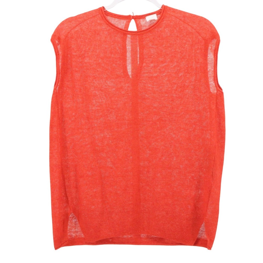 C.T. plage Orange 100% Linen Knit Sleeveless Keyhole Back Shell Top Size 36‎